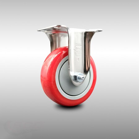 Service Caster 4 Inch 316SS Red Polyurethane Wheel Rigid Top Plate Caster SCC-SS31620R414-PPUB-RED